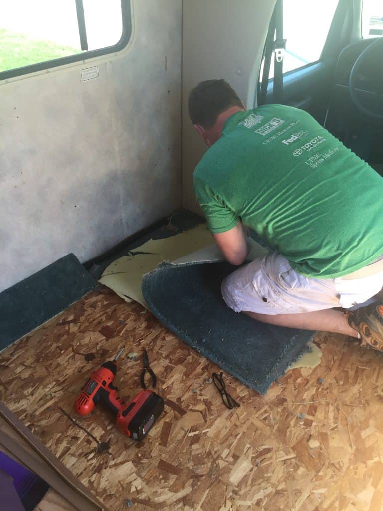 rv carpet removal front corner