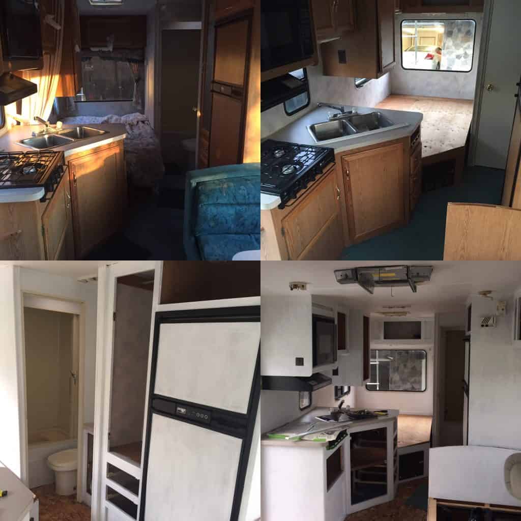 rv cabinet interior before and after teal