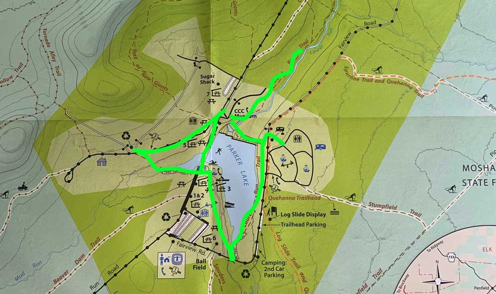 parker dam state park hiking map green line