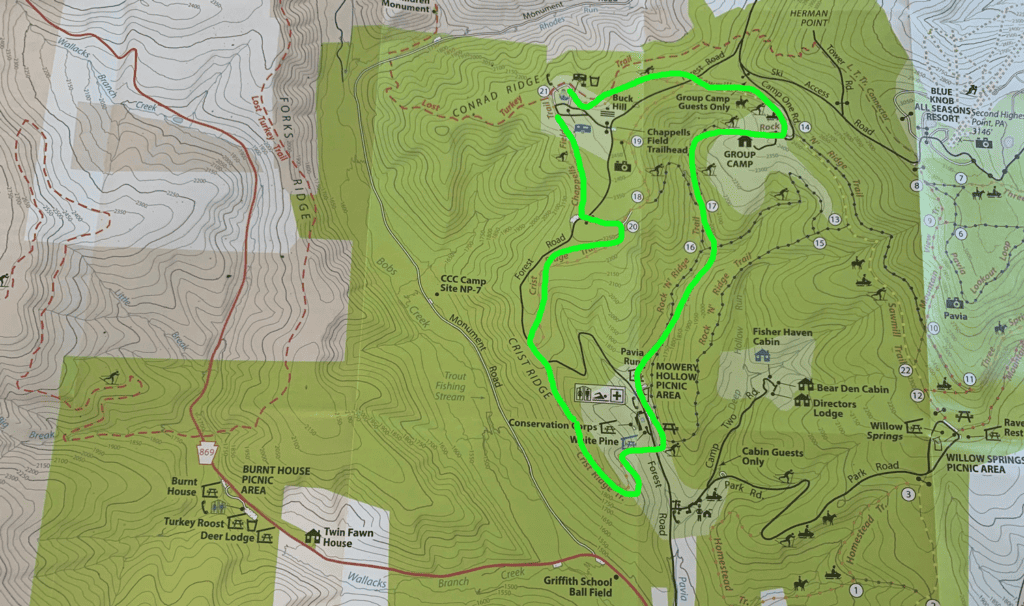 longer hiking map at blue knob