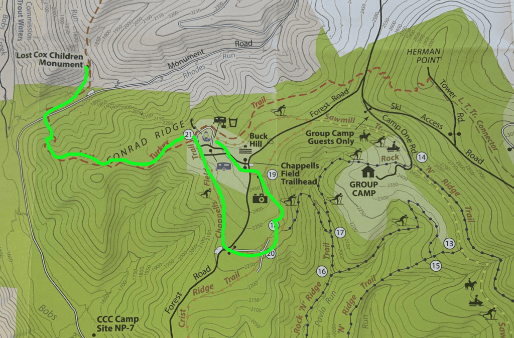 marked shorter hike blue knob