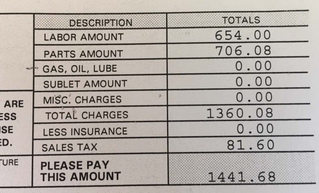 rv brake repair cost total