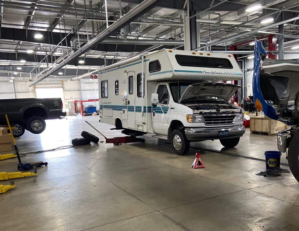 rv brake service in garage