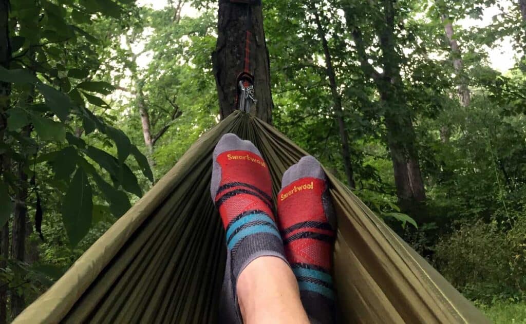 smartwool hiking socks in hammock
