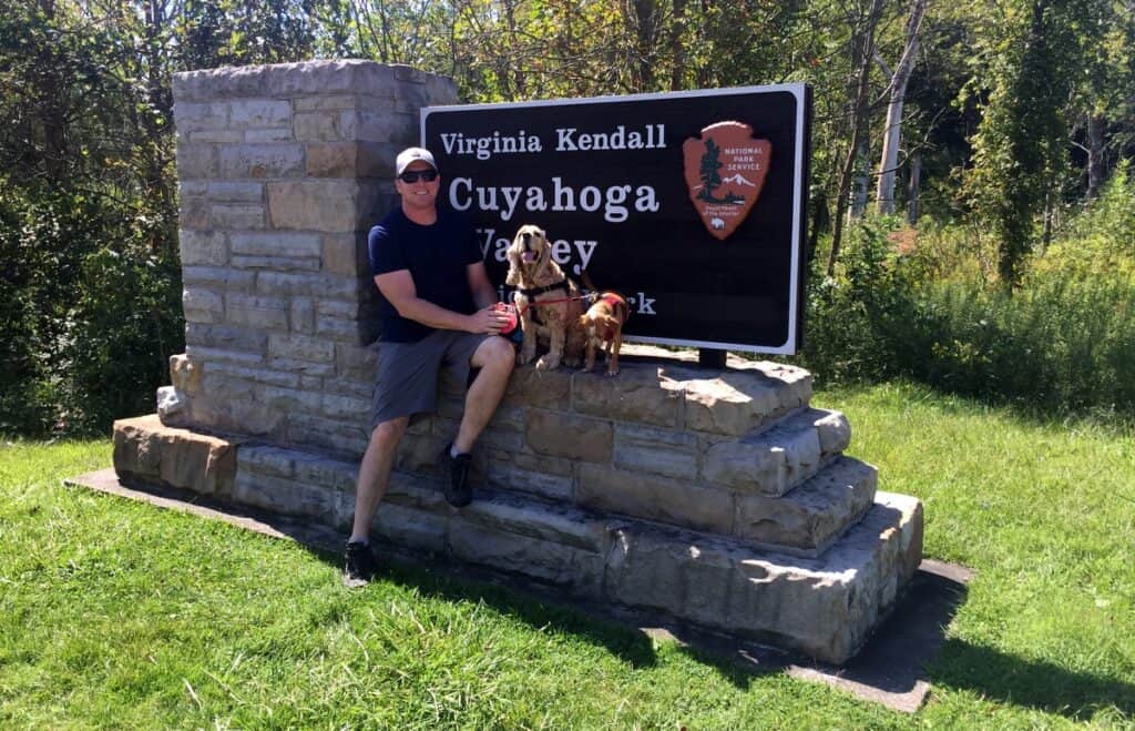 cuyahoga valley national park sign with dogs