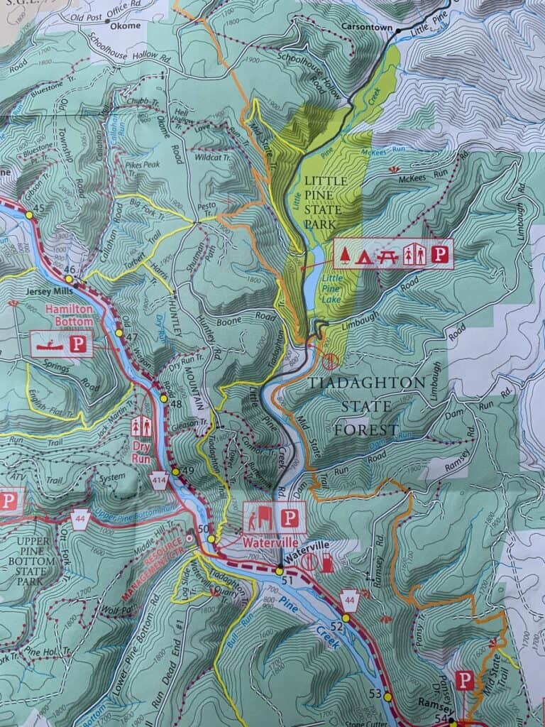 pine creek rail trail map near little pine state park