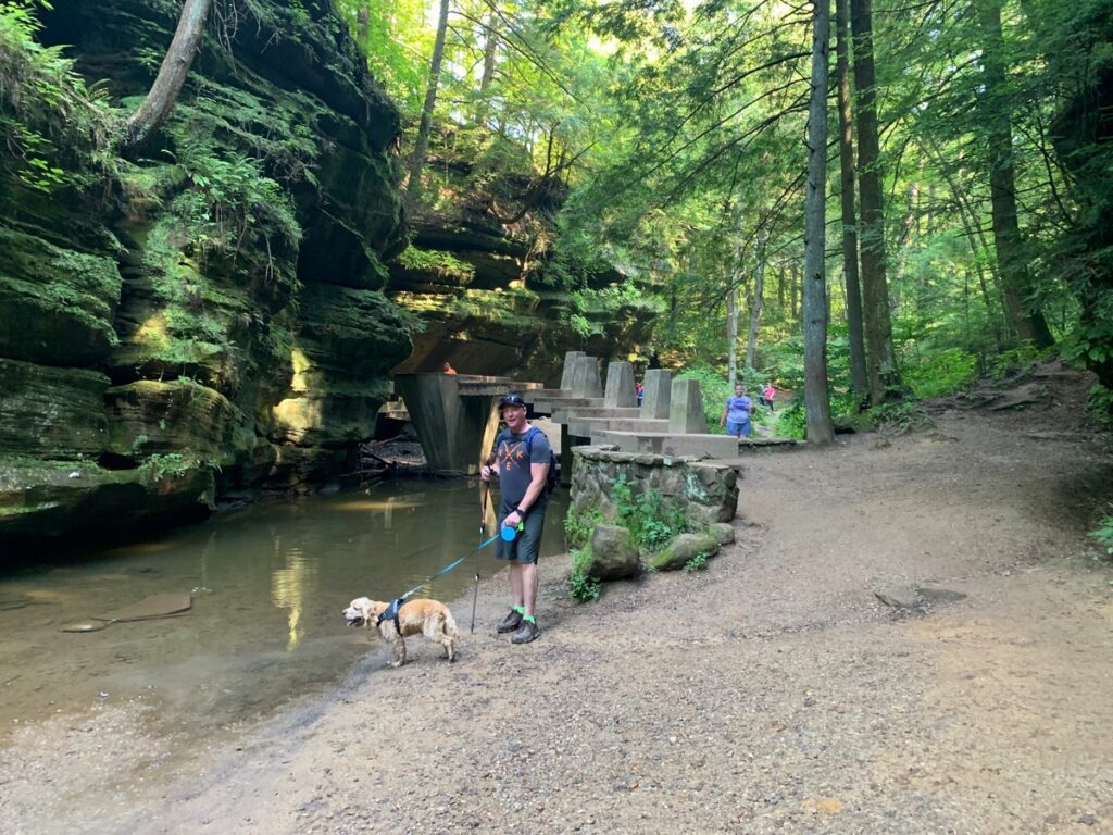 franklin at old mans cave in hocking hills