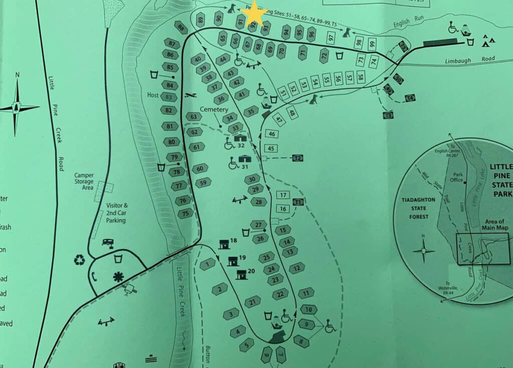 little pine state park campground map with star