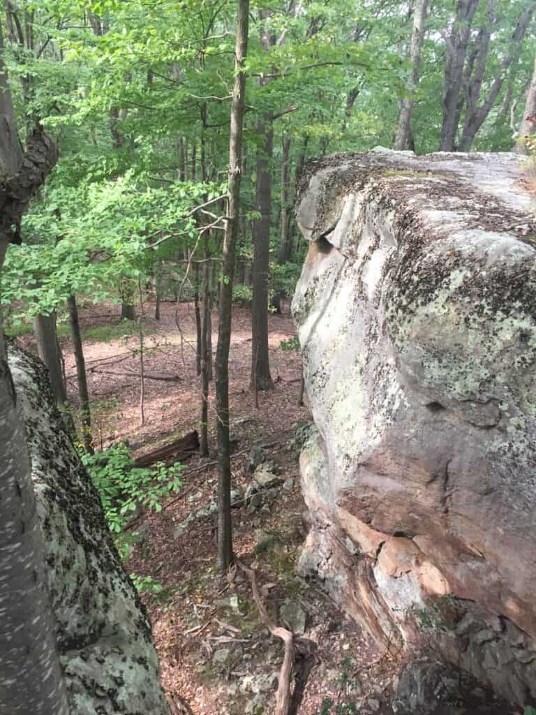 down onto high rock trail in holly river