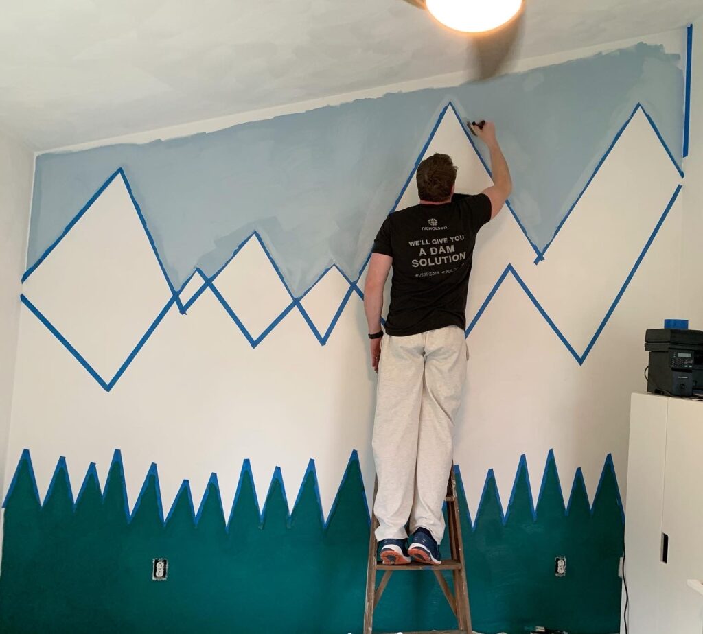 painting the mountain wall- halfway