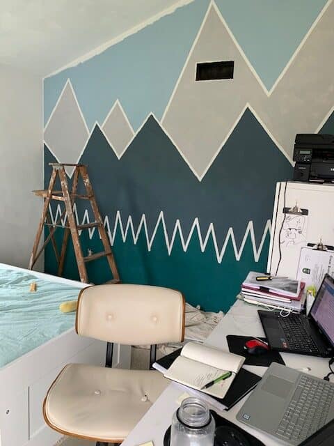 mountain wall with desk