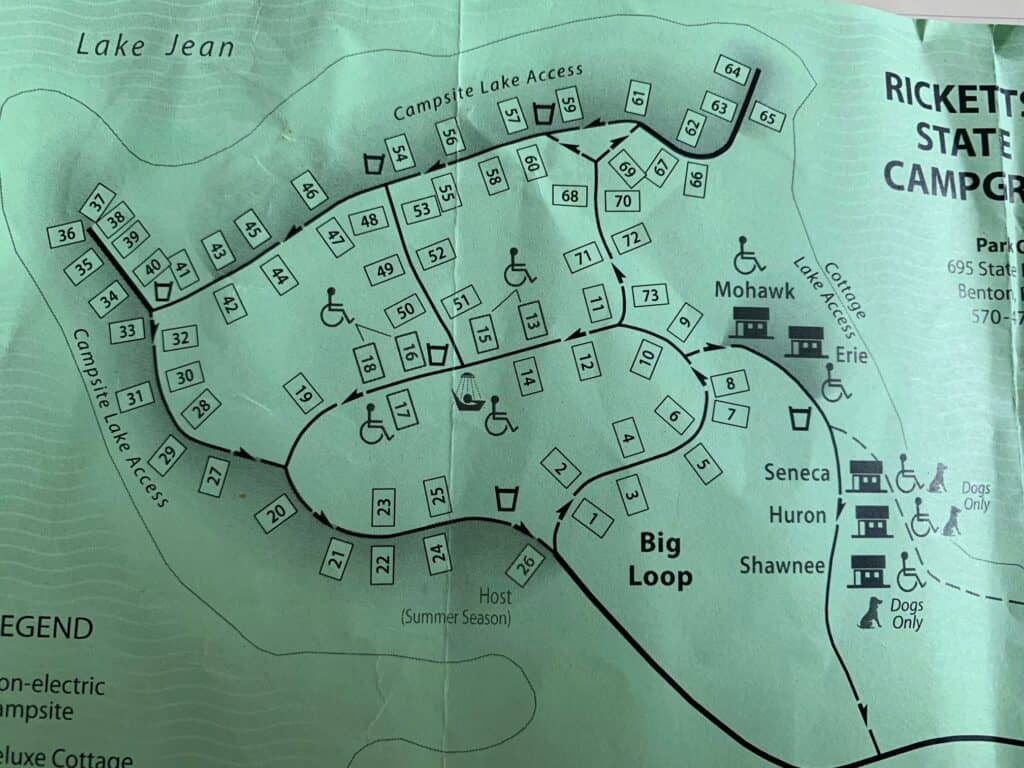 ricketts glen state park campground map