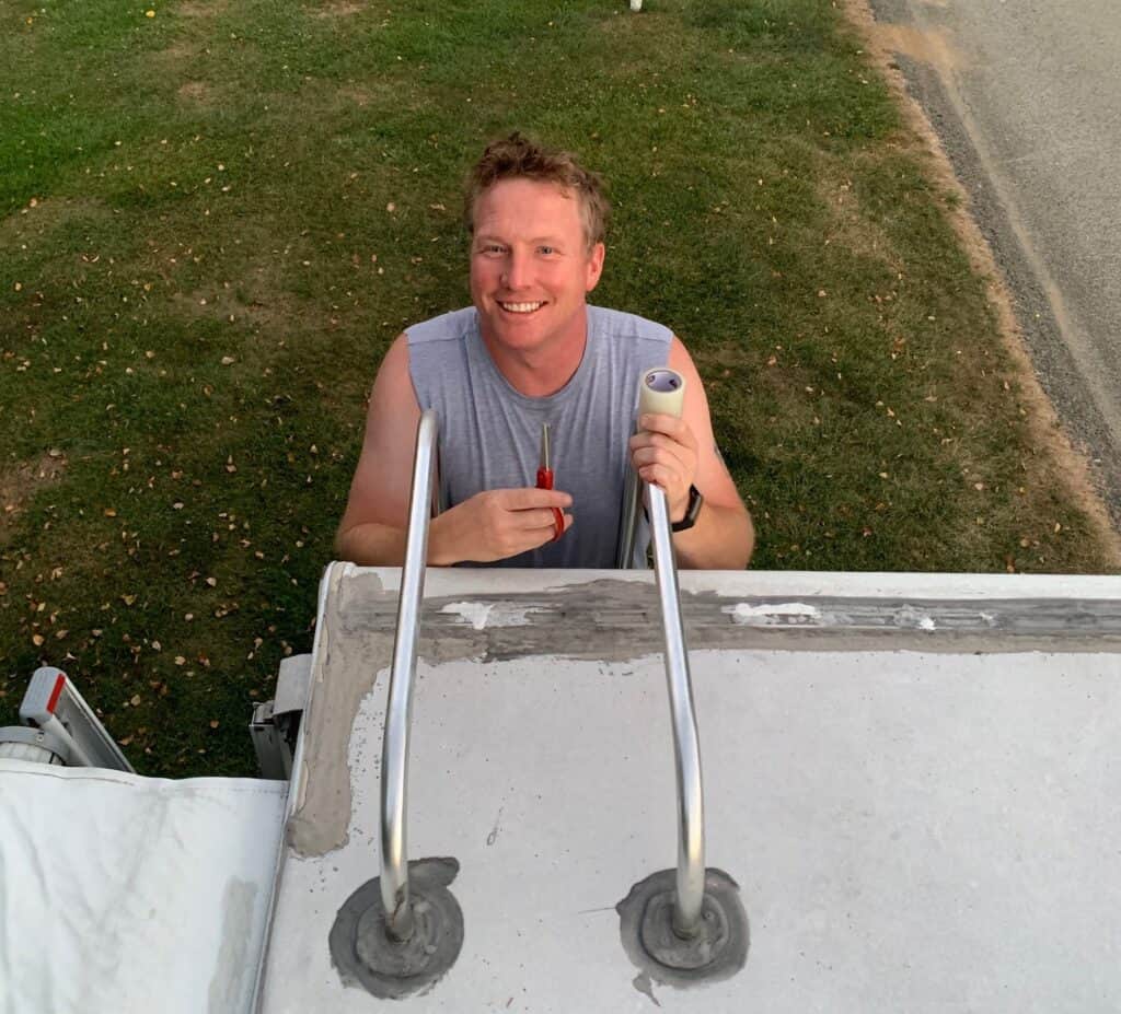 russ supervising rv awning repair