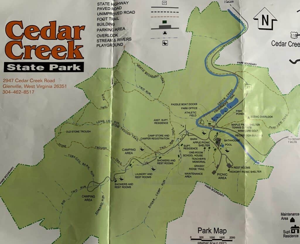 cedar creek state park hiking map