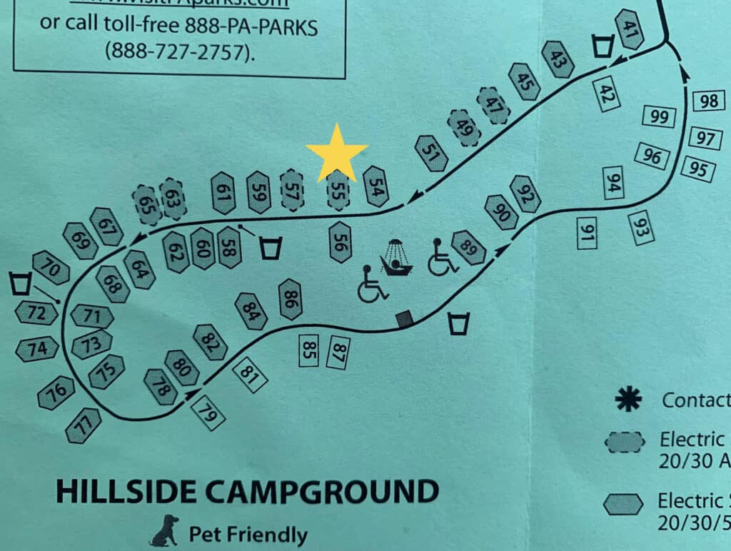 hillside campground at keystone state park