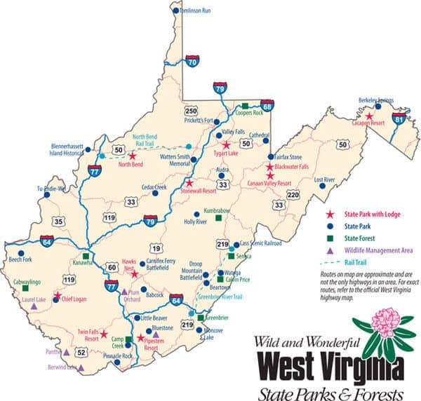 west virginia state parks map