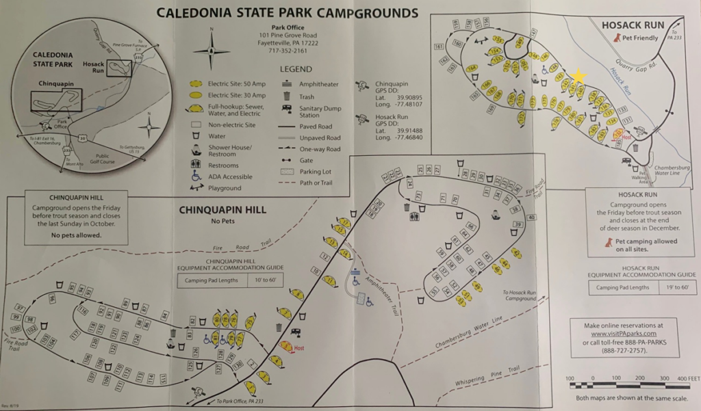 caledonia state park full campground map