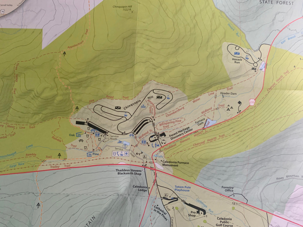 caledonia state park hiking map not marked