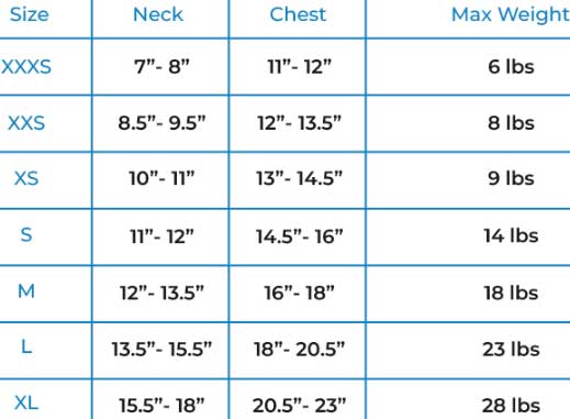 voyager dog harness size guide