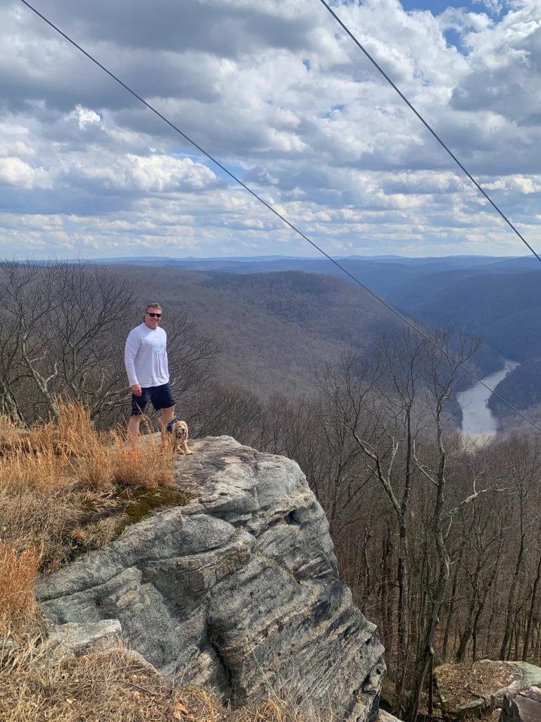 side of overlook at coopers rock russ