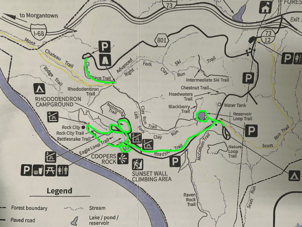 coopers rock hiking map marked