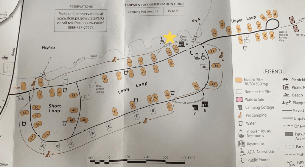 raymond b winter campground map with star