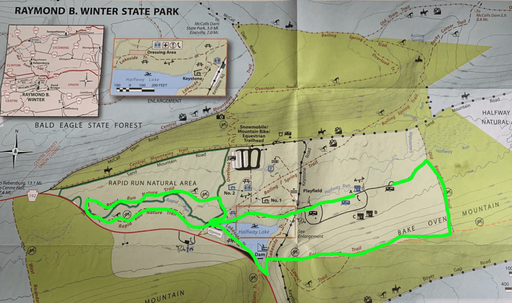 raymond b winter state park hiking map marked