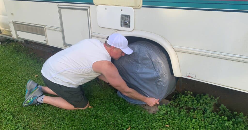 putting on rv tire covers 2