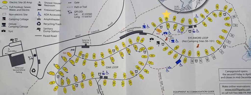 bald eagle state park campground map with star