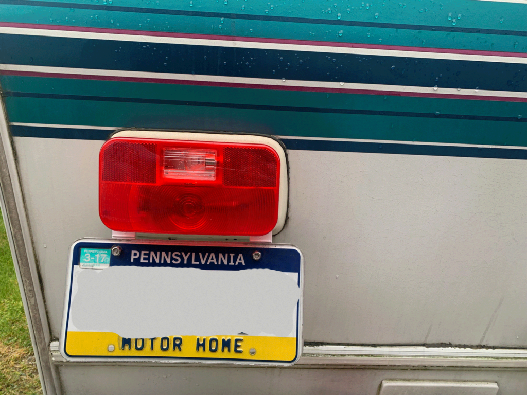 new rv tail light and license plate holder