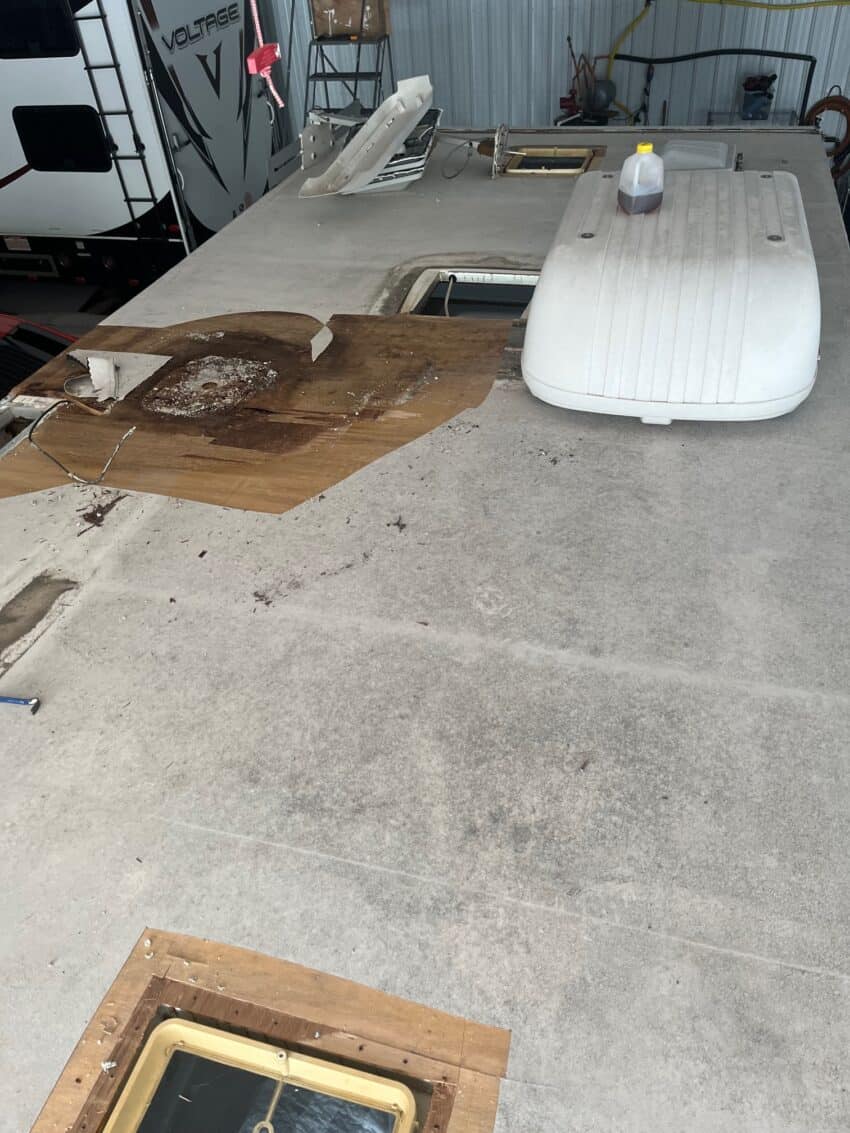 rv roof replacement before with damage