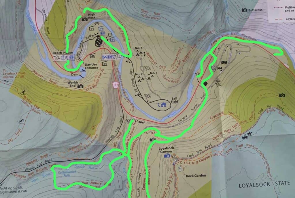 worlds end trail map with green line updated