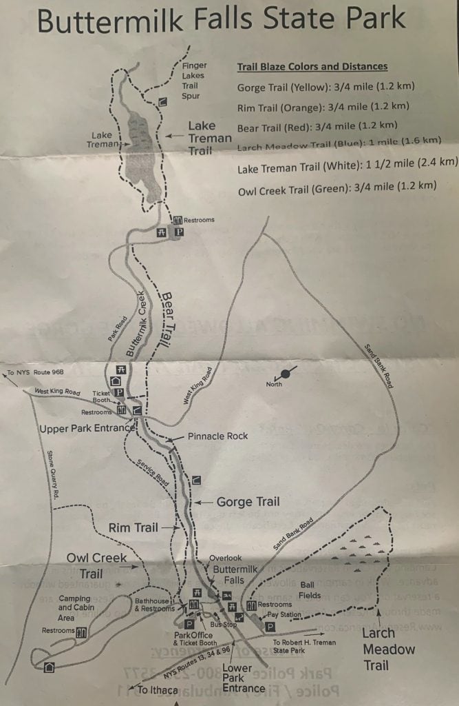 buttermilk falls state park trail map