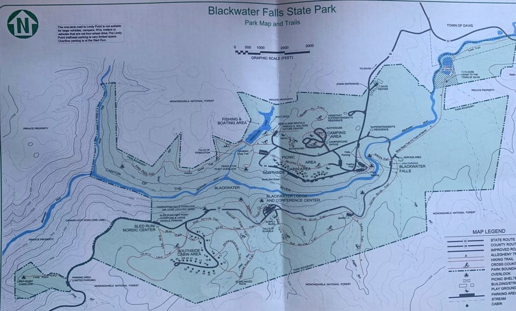 blackwater falls state park hiking map unmarked