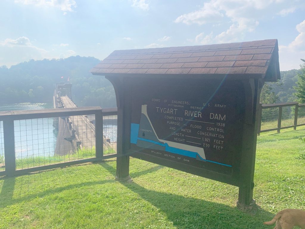 tygart lake state park dam signage