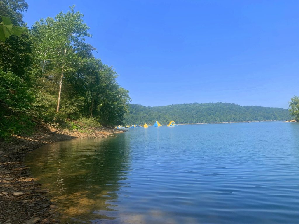 tygart lake state park waterpark in the distance