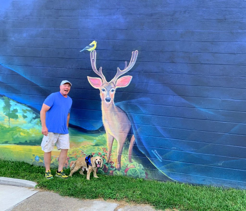 berkeley springs town artwork with franklin and deer