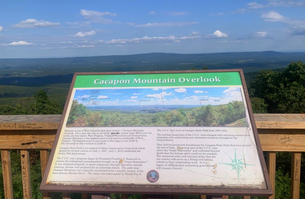 cacapon state park overlook sign