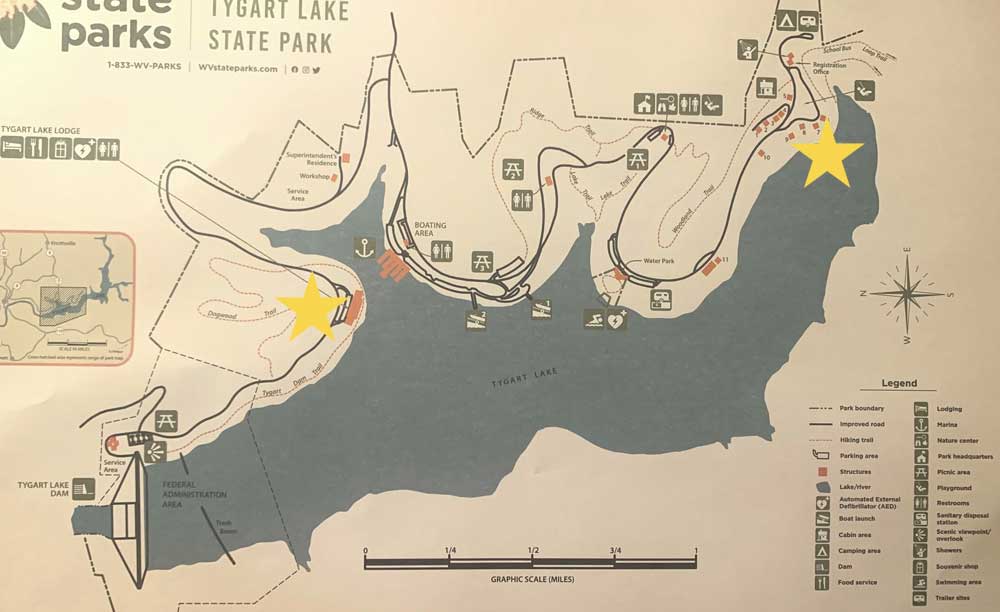 tygart lake state park map lodge and cabins star