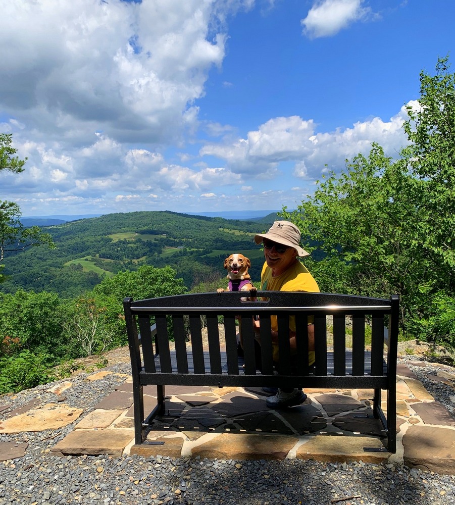 russ and hazel taking a seat at cranny crow overlook