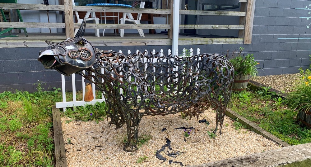lref artists market place original cow bench out of horseshoes