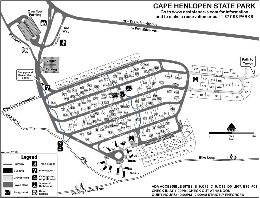 cape henlopen state park campground map with cabins