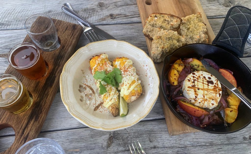 brie and street corn at little fish brewing