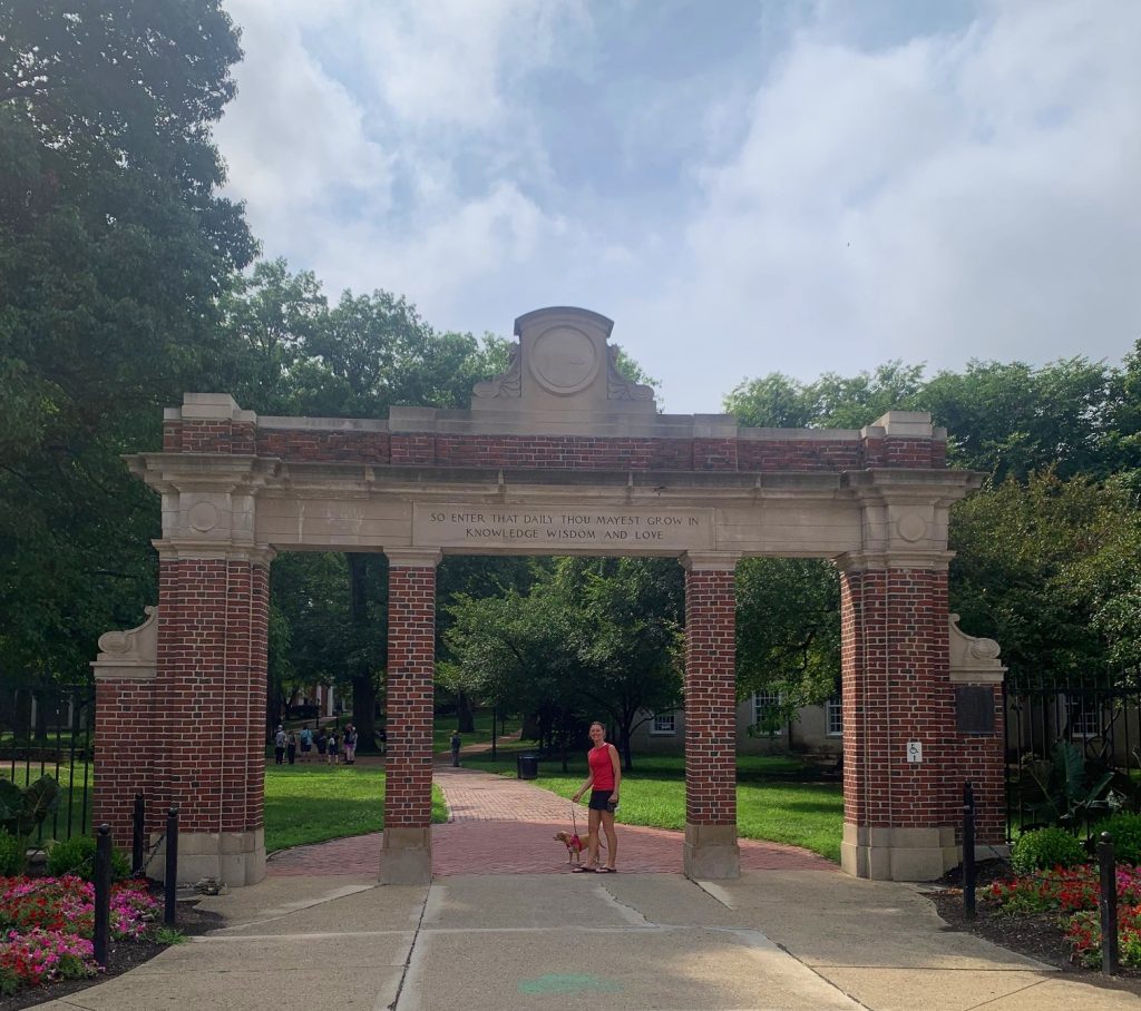 ohio univeristy campus with jill and hazel in athens, oh